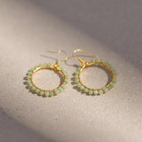 Amazonite beaded hoop earrings