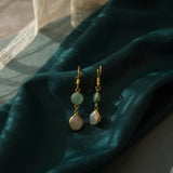 Amazonite pearl dangle earrings