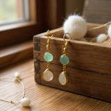 Amazonite pearl dangle earrings
