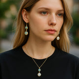 Amazonite pearl dangle earrings