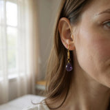 Amethyst dainty tear drop earrings
