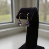 Amethyst dainty tear drop earrings