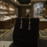 Amethyst dainty tear drop earrings