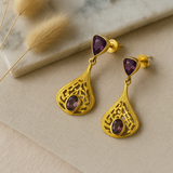 Amethyst metal art earrings
