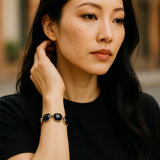 Black Onyx free form toggle bracelet