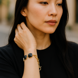 Black Onyx free form toggle bracelet