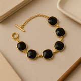 Black Onyx free form toggle bracelet
