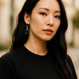 Black Onyx Emerald you and me earrings