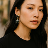 Black Onyx Emerald you and me earrings