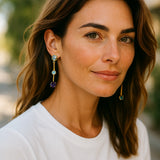 Blue topaz amethyst duo earrings