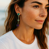 Blue topaz amethyst duo earrings