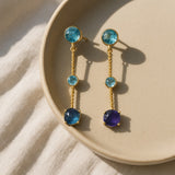 Blue topaz amethyst duo earrings