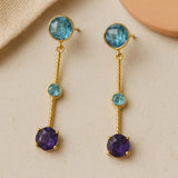 Blue topaz amethyst duo earrings