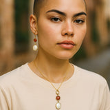 Carnelian pearl dangle pendant