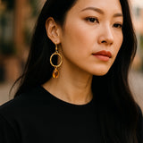 Citrine hoop loop earrings