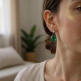 Cultured Pearl Emerald Drop Earrings