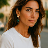 Cultured Pearl Emerald Drop Earrings