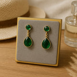 Emerald Duo Drop Earrings