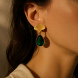Emerald Ginkgo Earrings