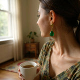 Emerald shell dangle earrings