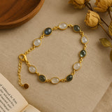 Labradorite With Rainbow Moonstone Gold Plated With Lobster Clasp Bracelet 8Inch