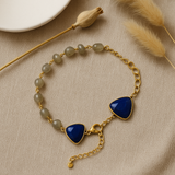 Labradorite With  Lapis Lazuli Gold Plated With Lobster Clasp Bracelet 8Inch