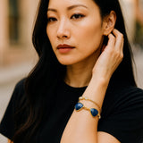 Labradorite With  Lapis Lazuli Gold Plated With Lobster Clasp Bracelet 8Inch