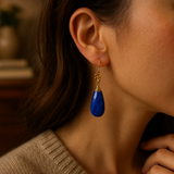 Lapis flower drop earrings