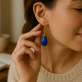 Lapis flower drop earrings
