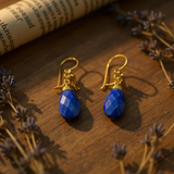 Lapis flower drop earrings