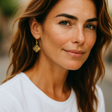 Lemon Topaz grid dangle earrings