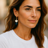 Mother of Pearl and Blue Topaz Flower Magnolia Pendant