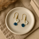 Mother of Pearl and Blue Topaz Flower Magnolia Earring