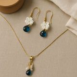 Mother of Pearl and Blue Topaz Flower Magnolia Pendant