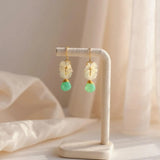 Mother of Pearl and Chrysoprase Flower Magnolia Earrings