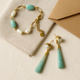 Pearl Amazonite Marquis Chain Bracelet