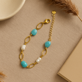 Pearl Amazonite Marquis Chain Bracelet