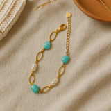 Pearl Amazonite Marquis Chain Bracelet