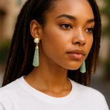 Pearl amazonite line earrings