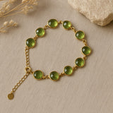 Peridot Gold Plated With Lobster Clasp Bracelet 7 inch