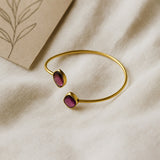 Pink Tourmaline Marquise Gold Plated Bangle Bracelet