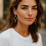 Copper Infused crystal loop drop earrings