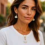 Rainbow Moonstone shell earrings