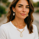 Rainbow Moonstone & Rose Chalcedony Gold Plated Necklace