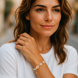 Rainbow Moonstone & Rose Chalcedony Gold Plated With Lobster Clasp Bracelet 8Inch