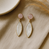 Rainbow Moonstone & Rose Chalcedony Gold Plated Necklace