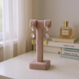 Rose Quartz gold feather Earrings