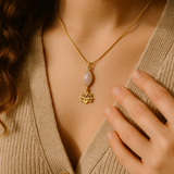 Rose Chalcedony Lotus Flower Pendant