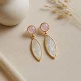 Rainbow Moonstone & Rose Chalcedony Gold Plated Necklace