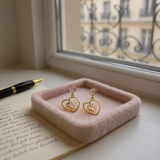 Rose quartz swirl heart earrings